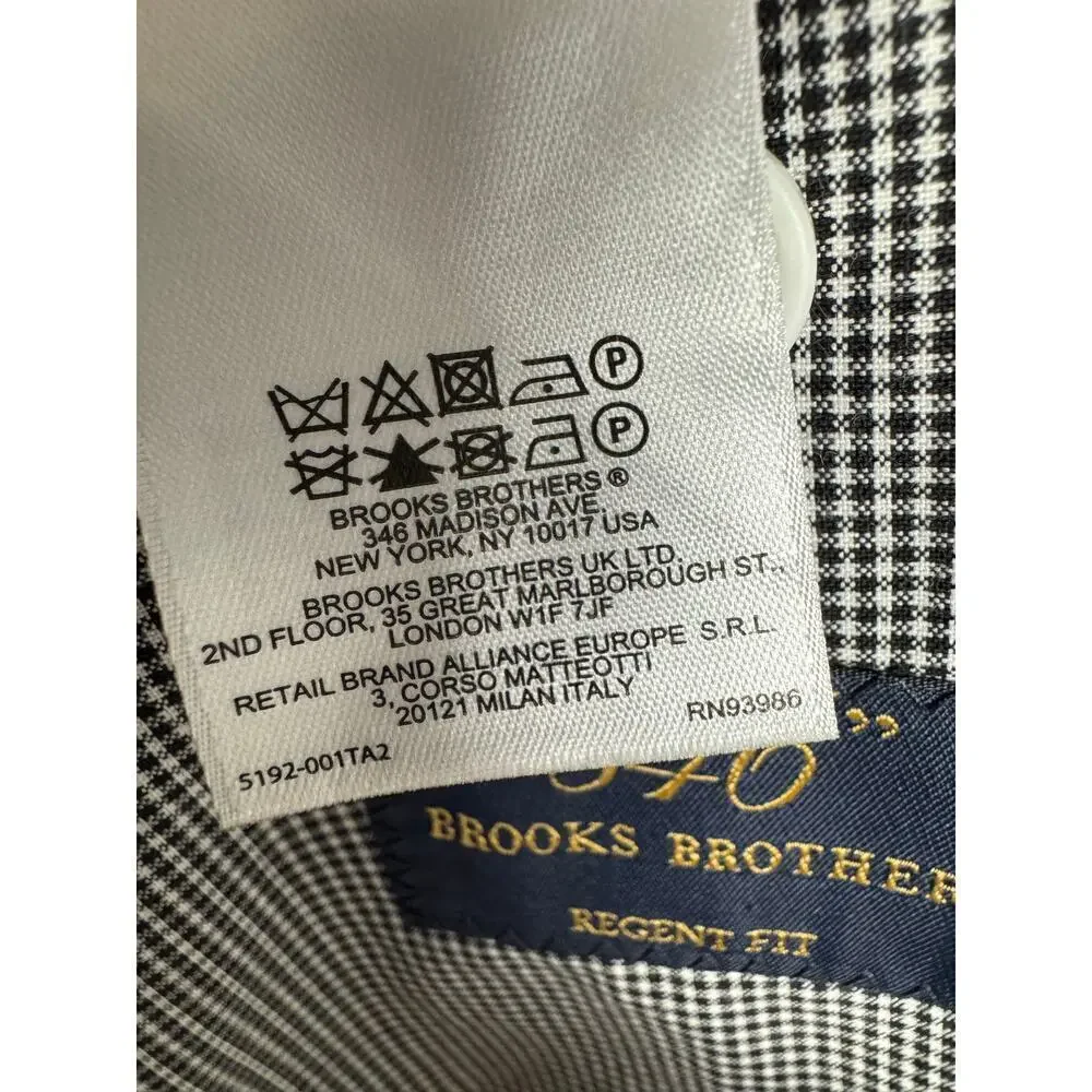 Brooks Brothers Mens Blazer Black White 38S 100% Cotton 346 Regent Sports Coat